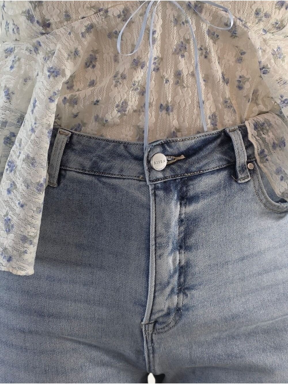 Risen The Genie 1X Tummy Control Wide Leg Cuffed Jeans NWT - Picture 4 of 10